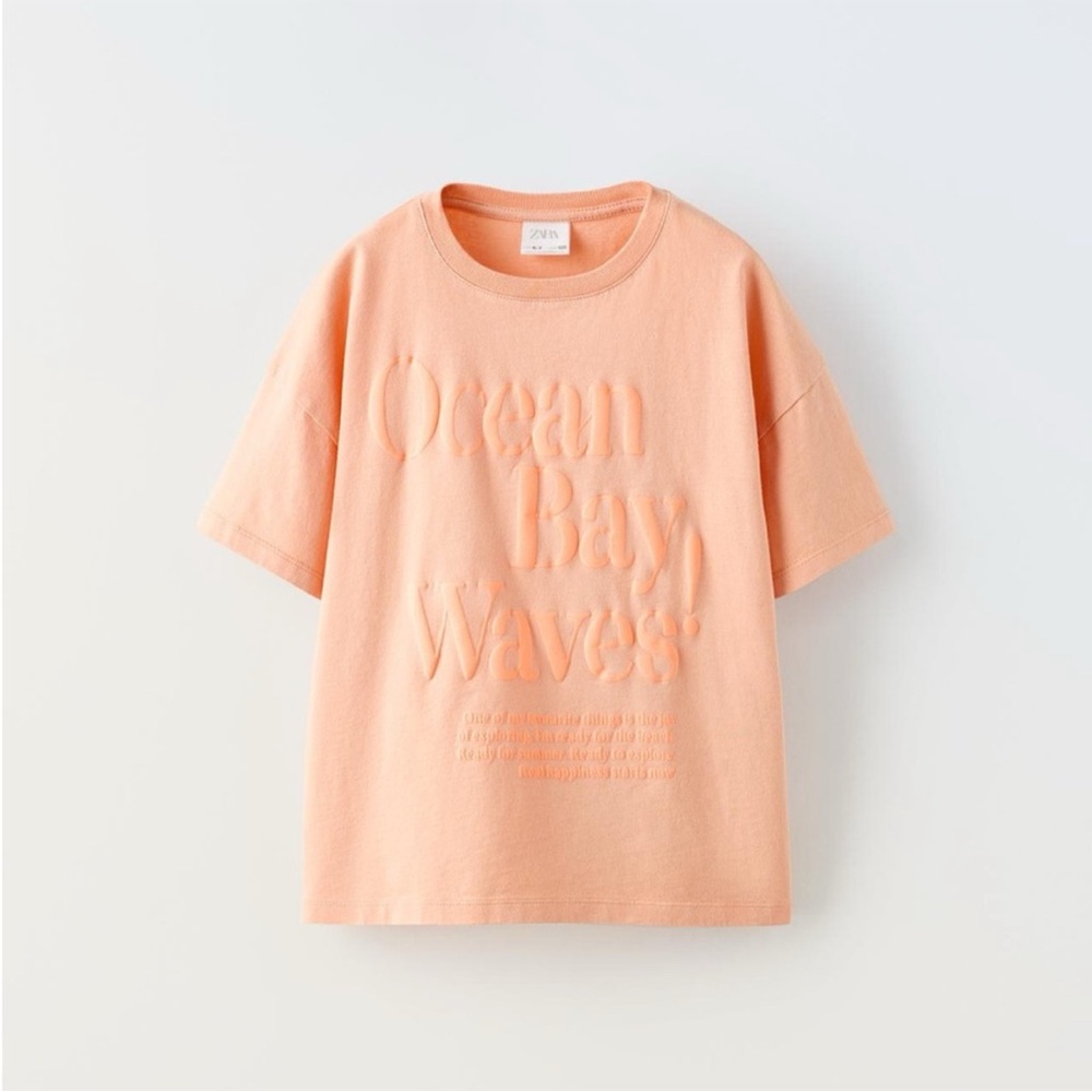 Zara kids, orange, fluorescent print T-shirt, 6-7 years